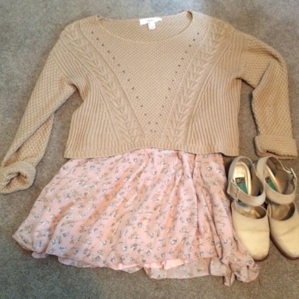 Beige Crop Sweater